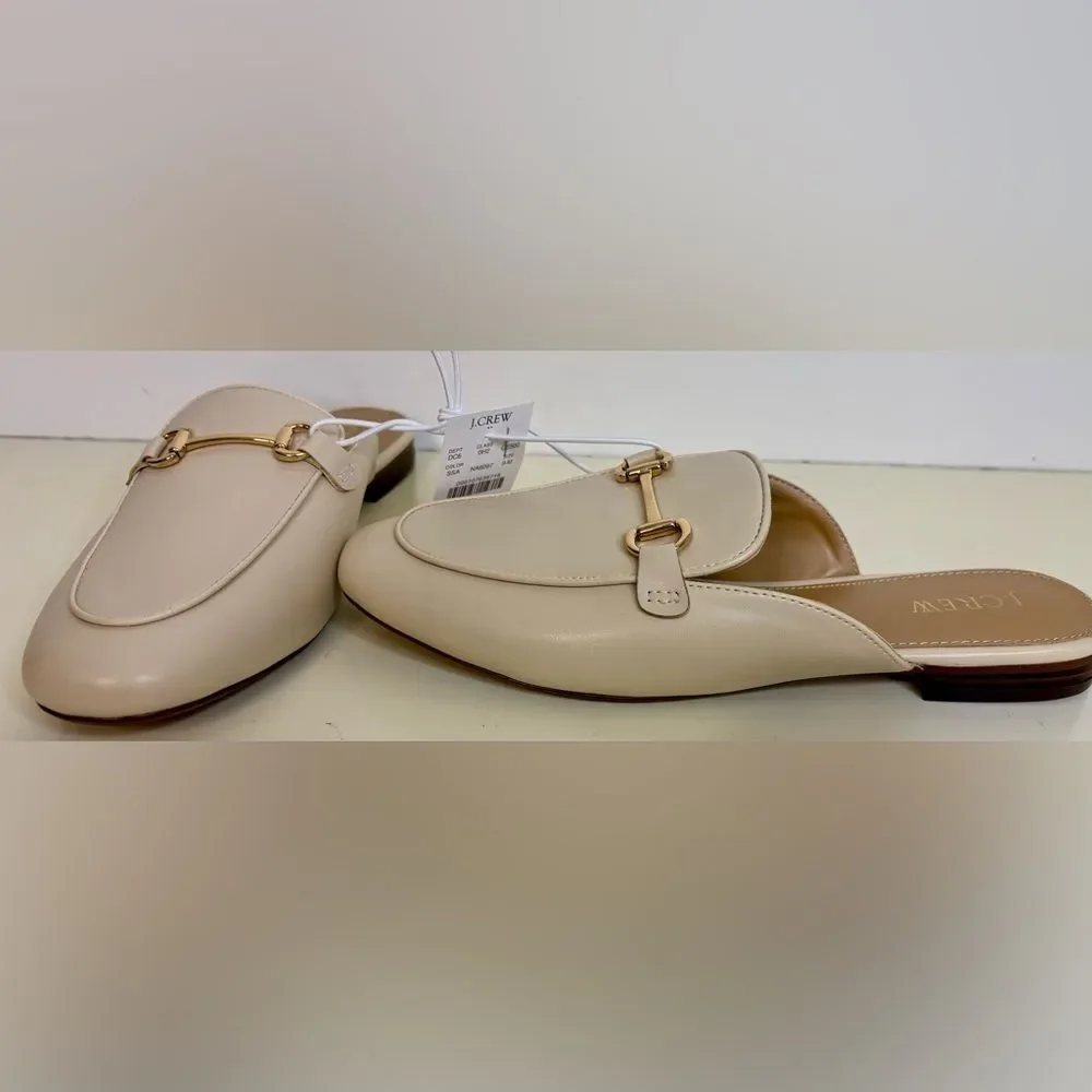 NWT J. Crew Women's Cream Mules with Gold Accent sz 9